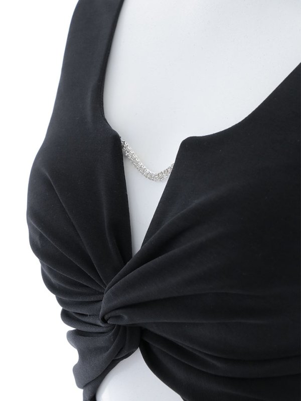 画像19: 送料無料！ツイストデコルテドレス/ビジュー/ノースリーブ/オープンカット/シアー/スリット/透け/谷間見せ/背中見せ/無地/ストレッチ/ミニドレス/キャバドレス【XS-Mサイズ/2カラー】[OF03] 【YN】dzj【一部予約商品/1月中旬発送予定】 (19)