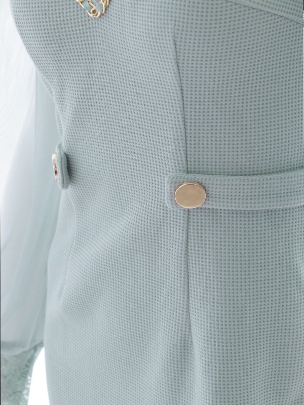 画像24: チュール袖タイトミニドレス/谷間見せ/背中隠し/長袖/ボタン/スリット/チュール/タイト/ミニドレス/キャバドレス【XS-Mサイズ/2カラー】[OF03-U] 【YN】dzw (24)