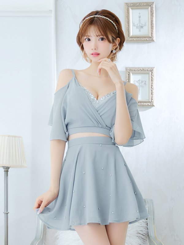 画像22: シフォンセットアップドレス/谷間見せ/背中見せ/キャミソール/キャバドレス/ミニドレス【XS-Mサイズ/2カラー】[OF03-U] 【YN】dzj (22)