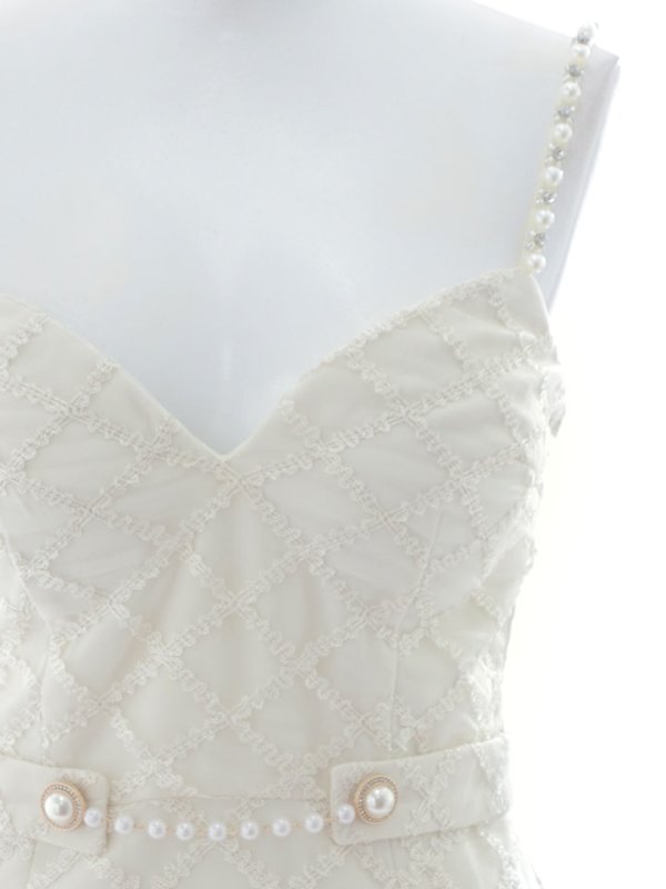 画像14: 【ウィンターセール！】SALE!ビジューキャミソールワンピースドレス/刺繍レース/プリーツ/谷間見せ/背中見せ/ミニドレス/キャバドレス【XS-Mサイズ/1カラー】[OF03] 【YN】dzc (14)