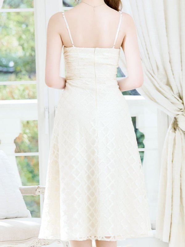 画像8: 【送料無料！】【sifeel/シフィール】ビジューキャミソールワンピースドレス/刺繍レース/プリーツ/谷間見せ/背中見せ/ミディアムドレス/キャバドレス【S-Mサイズ/3カラー】[OF03-X] 【YN】dzc (8)