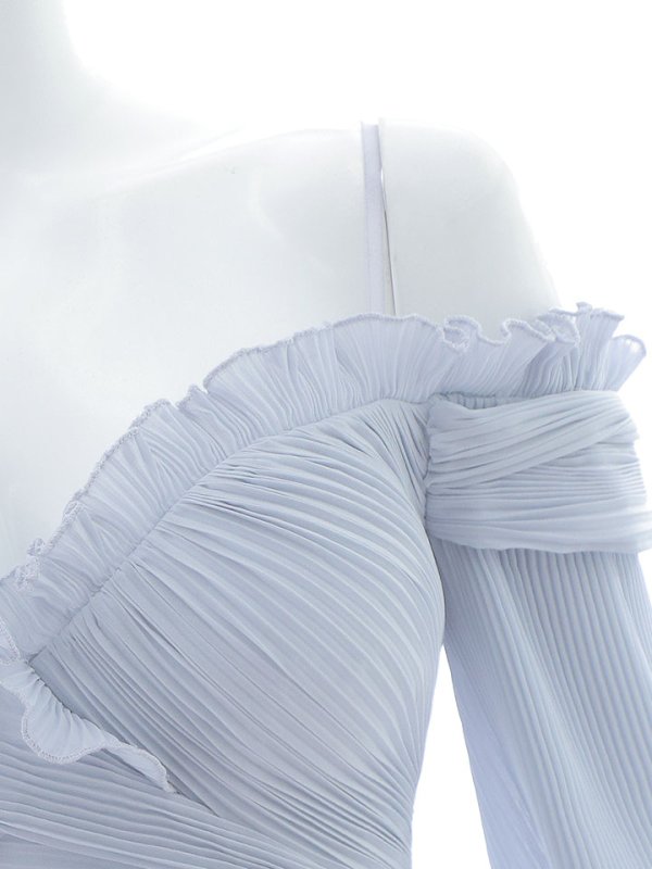 画像16: 【送料無料!】シフォンドレスワンピース/フレアー/レイヤード/刺繍/透け感/谷間見せ/背中見せ/ミニドレス/キャバドレス【S-Mサイズ/2カラー】[OF03]【YN】dzw (16)