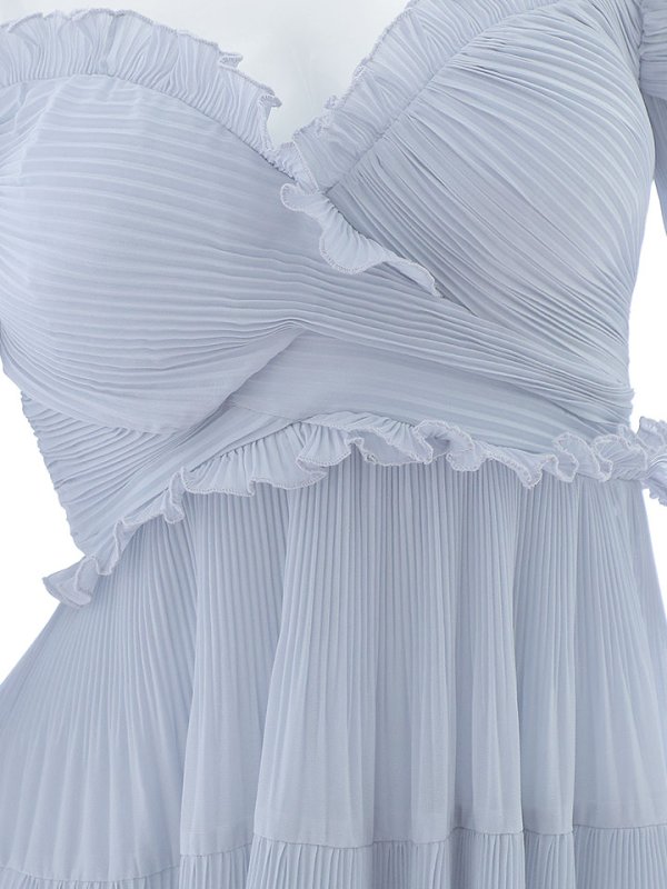 画像18: 【送料無料!】シフォンドレスワンピース/フレアー/レイヤード/刺繍/透け感/谷間見せ/背中見せ/ミニドレス/キャバドレス【S-Mサイズ/2カラー】[OF03]【YN】dzw (18)