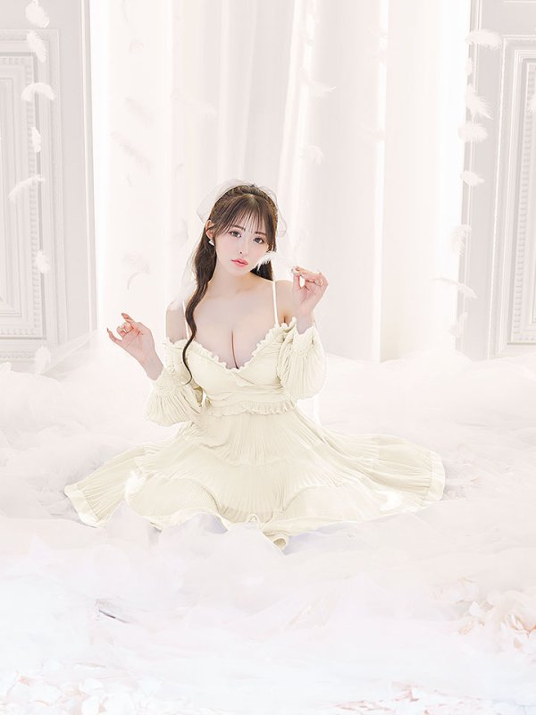 画像12: 【送料無料!】シフォンドレスワンピース/フレアー/レイヤード/刺繍/透け感/谷間見せ/背中見せ/ミニドレス/キャバドレス【S-Mサイズ/2カラー】[OF03]【YN】dzw (12)