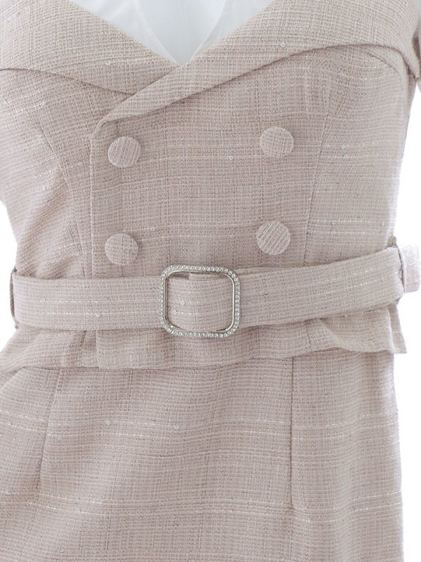 画像17: SALE!韓国っぽ切り替えシャツドレス/ツイード/ウエストマークベルト/ボタン/谷間見せ/背中隠し/ミニドレス/キャバドレス【S-Lサイズ/1カラー】[OF03-U] 【YN】dzw (17)