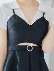 画像4: 韓国っぽドレス/ビスチェレイヤードドレス/プリーツ/ベルト/ツイード/ミニドレス/キャバドレス【S-Lサイズ/1カラー】[OF03] 【YN】dzw (4)