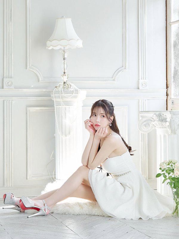 画像11: フロントリボンキャミソールフレアドレス/ビジュー/谷間見せ/背中見せ/ミニドレス/キャバドレス【XS-Mサイズ/1カラー】[OF03] 【YN】dzk (11)