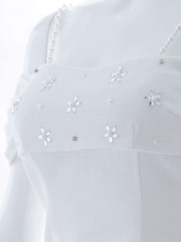 画像21: オフショルミニドレス/ビジュー/パール紐/谷間見せ/背中見せ/ミニドレス/キャバドレス【XS-Mサイズ/1カラー】[OF03] 【YN】dzw (21)