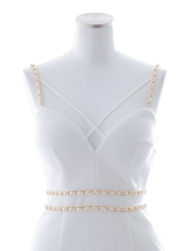 画像20: キャミソールドレス/チェーン/ワッフル/谷間見せ/背中見せ/タイト/ミニドレス/キャバドレス【S-Mサイズ/2カラー】[OF03] 【YN】dzy (20)