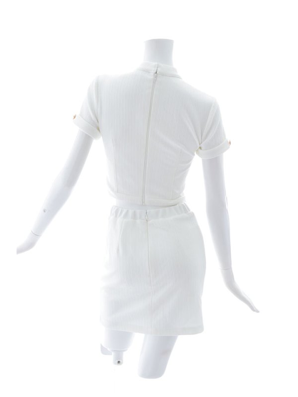 画像23: リブストライプセットアップドレス/ジップアップ/ボタン/ストレッチ/谷間見せ/背中隠し/ミニドレス/キャバドレス【XS-Mサイズ/2カラー】[OF03] 【YN】dzk (23)