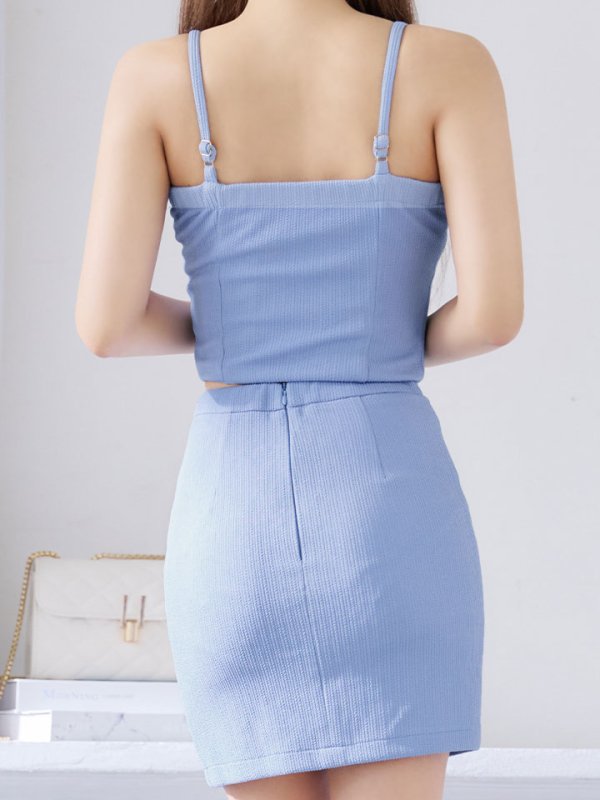 画像7: リブストライプキャミソールセットアップドレス/ジップアップ/ストレッチ/谷間見せ/ミニドレス/キャバドレス【XS-Lサイズ/2カラー】[OF03-U] 【YN】dzkc (7)