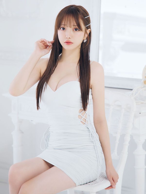 画像15: 新色登場!ラメキャミソールドレス/タック/ビジュー/ノースリーブ/リボン紐/サイド透け/谷間見せ/背中見せ/ミニドレス/キャバドレス【XS-Lサイズ/4カラー】[OF03-U] 【YN】dzc (15)