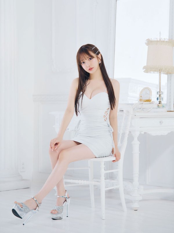 画像16: 新色登場!ラメキャミソールドレス/タック/ビジュー/ノースリーブ/リボン紐/サイド透け/谷間見せ/背中見せ/ミニドレス/キャバドレス【XS-Lサイズ/4カラー】[OF03-U] 【YN】dzc (16)