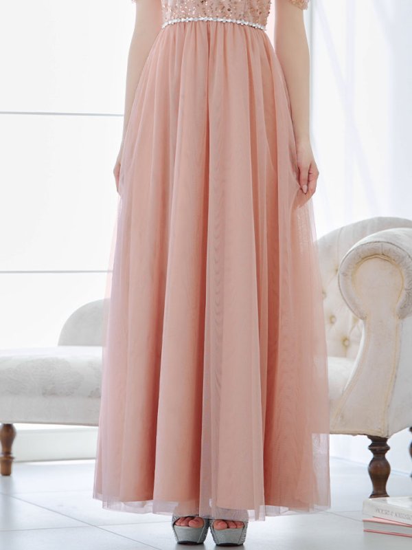 画像6: 【送料無料！】オープンショルダードレス/スパンコール/ビジュー/チュール/切り替え/キャミソール/フレアー/ロングドレス/キャバドレス【XS-Lサイズ/2カラー】[OF03] 【YN】dzc (6)