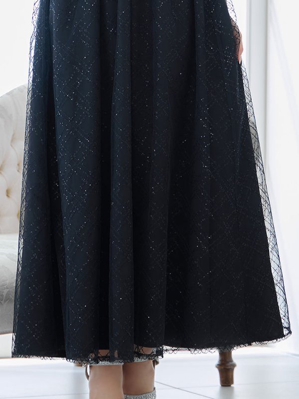 画像6: スパンコールレースワンピース/ノースリーブ/ボタン/布ベルト/ビジュー/バックル/谷間見せ/背中隠し/ロングドレス/キャバドレス【S-XLサイズ/2カラー】[OF03] 【YN】dzw (6)