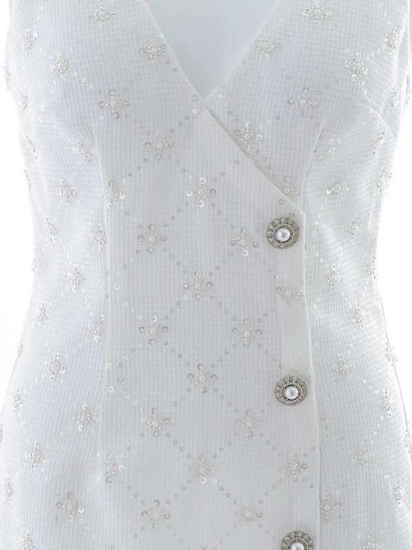 画像30: ノースリーブドレス/パール/ビジュー/ボタン/谷間見せ/背中隠し/ミニドレス/キャバドレス【XS-Lサイズ/2カラー】[OF03-X] (30)