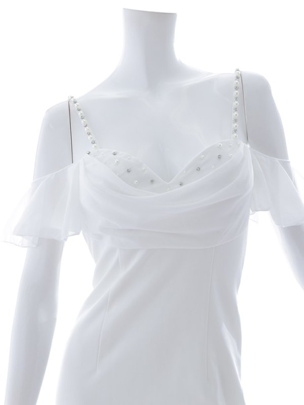 画像20: シフォンミニドレス/谷間見せ/背中見せ/オフショル/ビジュー/タイト/キャバドレス/ミニドレス【XS-Mサイズ/1カラー】[OF03] 【YN】dzk (20)