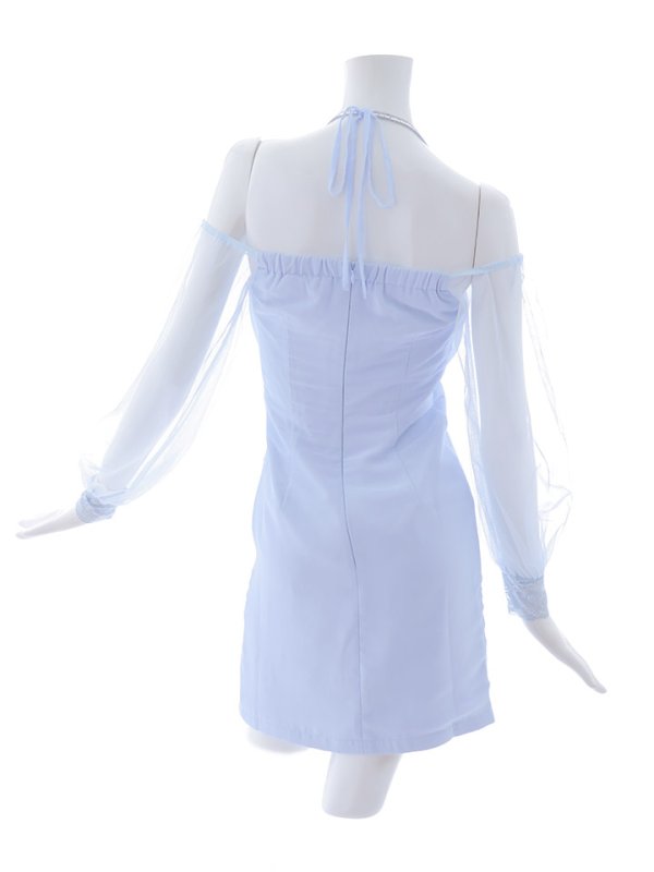 画像20: シフォンビジューオフショルドレス/ドレープ/チュール/谷間見せ/背中見せ/タイト/キャバドレス/ミニドレス【XS-Lサイズ/2カラー】[OF03] 【YN】dzy (20)