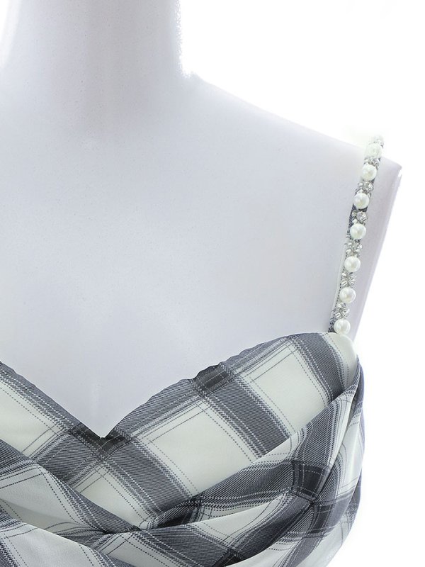 画像14: 【送料無料！】キャミソールフレアードレス/モノトーン/ノースリーブ/パールベルト/チェーン/谷間見せ/背中見せ/ミニドレス/キャバドレス【XS-Mサイズ/1カラー】[OF03] 【YN】dzj (14)