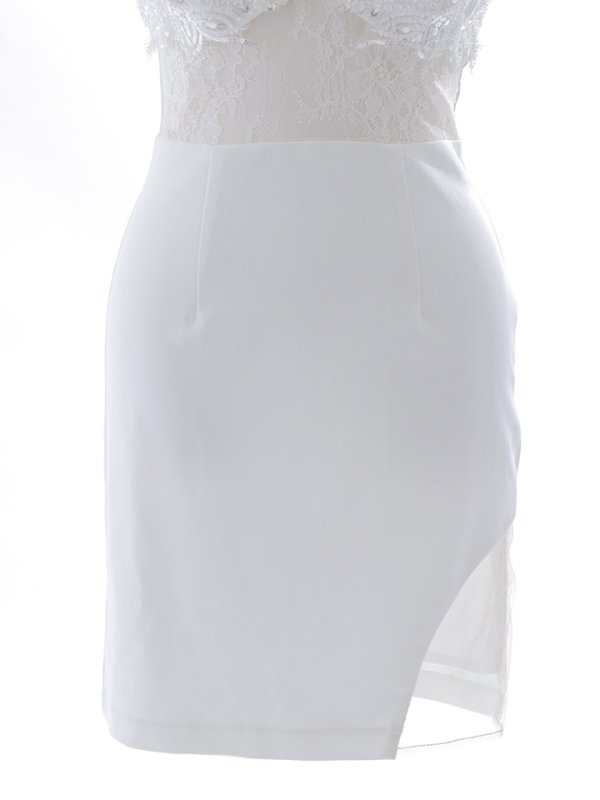 画像16: Lサイズ登場!ビーズ刺繍ミニドレス/ビジュー/パール紐/レース/谷間見せ/背中見せ/ミニドレス/キャバドレス【XS-Lサイズ/1カラー】[OF03] 【YN】dzc (16)