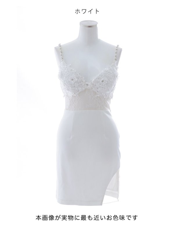 画像13: Lサイズ登場!ビーズ刺繍ミニドレス/ビジュー/パール紐/レース/谷間見せ/背中見せ/ミニドレス/キャバドレス【XS-Lサイズ/1カラー】[OF03] 【YN】dzc (13)