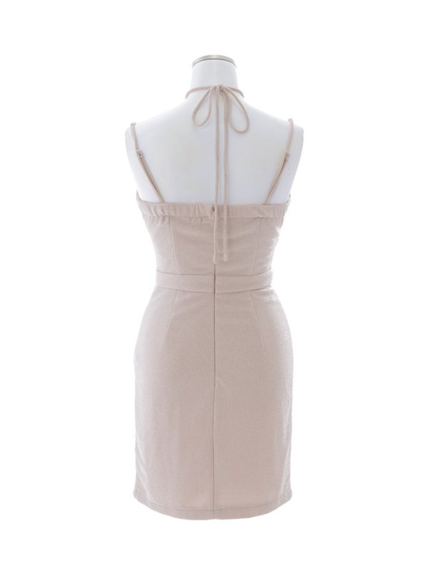 画像15: シャンパンゴールドラメドレス/キャミソール/ビジュー/谷間見せ/背中見せ/ミニドレス/キャバドレス【XS-Mサイズ/1カラー】[OF03]【YN】dzcg (15)