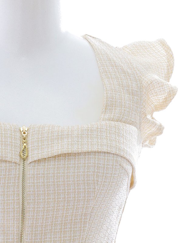 画像15: 【送料無料! 】ツイードセットアップドレス/2ピース/リボン/チェーン/ノースリーブ/Aライン/谷間見せ/背中隠し/ミニドレス/キャバドレス【XS-Lサイズ/1カラー】[OF03] 【YN】dzwv[OF03] 【YN】dzw (15)