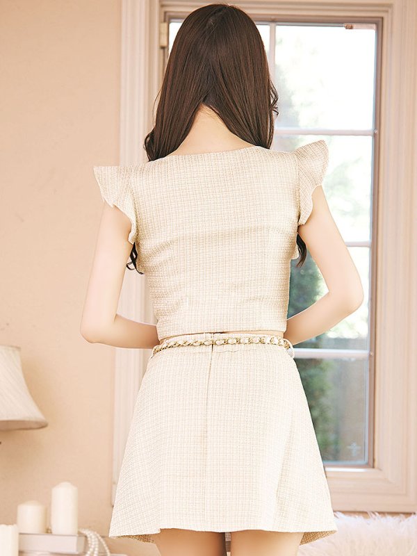 画像6: 【送料無料! 】ツイードセットアップドレス/2ピース/リボン/チェーン/ノースリーブ/Aライン/谷間見せ/背中隠し/ミニドレス/キャバドレス【XS-Lサイズ/1カラー】[OF03] 【YN】dzwv[OF03] 【YN】dzw (6)