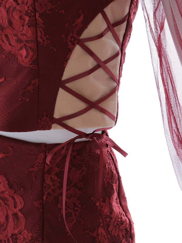 画像39: 【送料無料!】刺繍チュールスリーブセットアップロングドレス/チュール袖/刺繍/レースアップ/シアー/スリット/透け/谷間見せ/背中隠し/ロングドレス/キャバドレス【S-Lサイズ/4カラー】[OF03] 【YN】dzj (39)