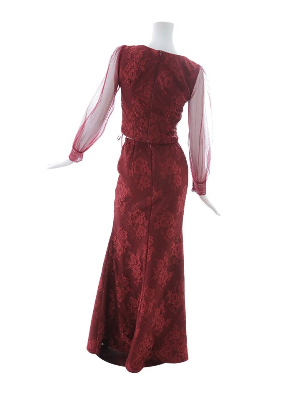 画像36: 【送料無料!】刺繍チュールスリーブセットアップロングドレス/チュール袖/刺繍/レースアップ/シアー/スリット/透け/谷間見せ/背中隠し/ロングドレス/キャバドレス【S-Lサイズ/4カラー】[OF03] 【YN】dzj (36)