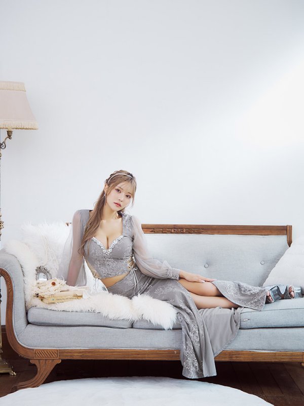 画像16: 【送料無料!】刺繍チュールスリーブセットアップロングドレス/チュール袖/刺繍/レースアップ/シアー/スリット/透け/谷間見せ/背中隠し/ロングドレス/キャバドレス【S-Lサイズ/4カラー】[OF03] 【YN】dzj (16)