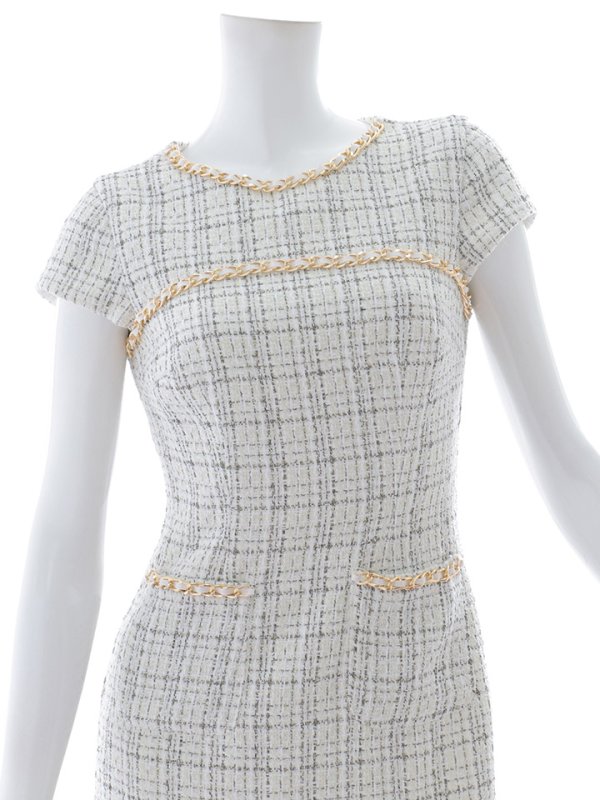 画像15: 【sifeel/シフィール】ツイードマーメイドドレス/ノースリーブ/チェーン/谷間隠し/ミディアムドレス/キャバドレス【S-Lサイズ/1カラー】[OF03] 【YN】dzw (15)