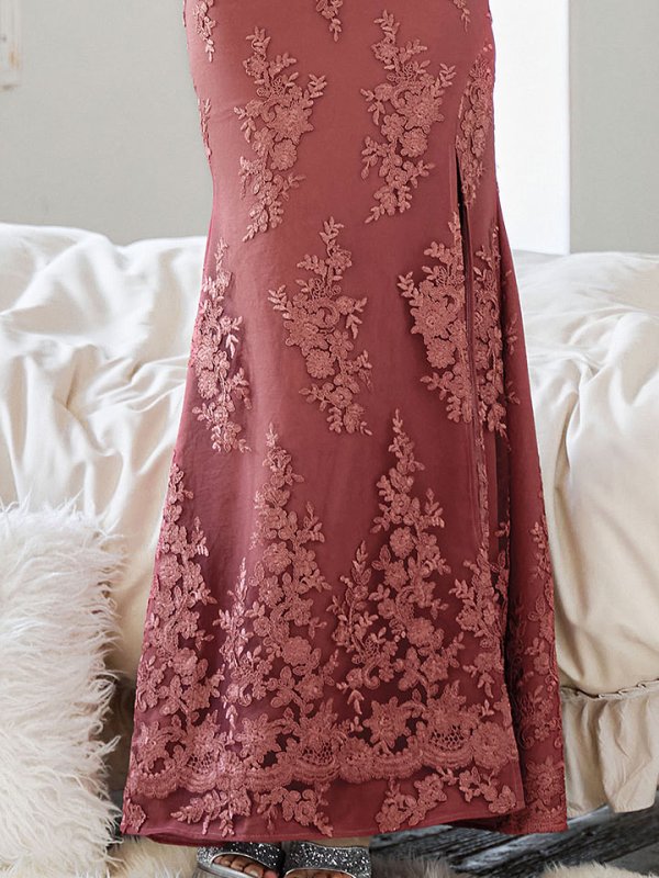 画像6: 【送料無料！】花柄刺繍レースドレス/ジップアップ/ビジュー/パール/チュール袖/谷間見せ/背中隠し/ロングドレス/キャバドレス【S-Lサイズ/2カラー】[OF03] 【YN】dzj (6)