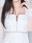 画像5: 【送料無料！】花柄刺繍レースドレス/ジップアップ/ビジュー/パール/チュール袖/谷間見せ/背中隠し/ロングドレス/キャバドレス【S-Lサイズ/2カラー】[OF03] 【YN】dzj (5)