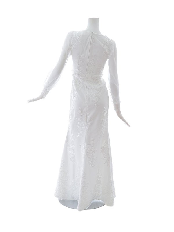 画像17: 【送料無料！】花柄刺繍レースドレス/ジップアップ/ビジュー/パール/チュール袖/谷間見せ/背中隠し/ロングドレス/キャバドレス【S-Lサイズ/2カラー】[OF03] 【YN】dzj (17)