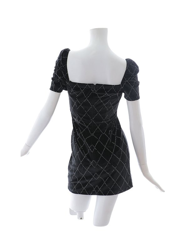 画像20: ブラックベロアドレス/リボン/ビジュー/谷間見せ/背中隠し/ミニドレス/キャバドレス【XS-Lサイズ/2カラー】[OF03] 【YN】dzcv (20)