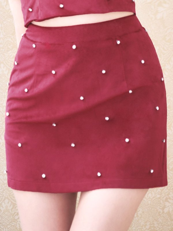 画像6: 【送料無料!】ベロアキャミセットアップ/パール/リボン/谷間見せ/背中見せ/ビジュー/ミニドレス/キャバドレス【XS-Mサイズ/2カラー】[OF03] 【YN】dzjv (6)