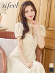 画像2: 【送料無料！】【sifeel/シフィール】シースルーチュールワンピース/半袖/襟付き/パールボタン/谷間見せ/背中隠し/ミディアムドレス/キャバドレス【S-Lサイズ/1カラー】[OF03] 【YN】dzw (2)