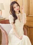 画像12: 【送料無料！】【sifeel/シフィール】シースルーチュールワンピース/半袖/襟付き/パールボタン/谷間見せ/背中隠し/ミディアムドレス/キャバドレス【S-Lサイズ/1カラー】[OF03] 【YN】dzw (12)