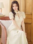 画像13: 【送料無料！】【sifeel/シフィール】シースルーチュールワンピース/半袖/襟付き/パールボタン/谷間見せ/背中隠し/ミディアムドレス/キャバドレス【S-Lサイズ/1カラー】[OF03] 【YN】dzw (13)