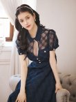 画像10: 【送料無料！】【sifeel/シフィール】シースルーチュールワンピース/半袖/襟付き/パールボタン/谷間見せ/背中隠し/ミディアムドレス/キャバドレス【S-Lサイズ/1カラー】[OF03] 【YN】dzw (10)