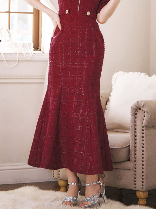 画像5: 【送料無料】【sifeel/シフィール】マーメイドツイードジップアップワンピースドレス/キャバドレス【S-Lサイズ/2カラー】[OF03]【YN】dzj (5)