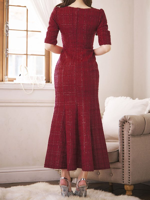 画像6: 【送料無料】【sifeel/シフィール】マーメイドツイードジップアップワンピースドレス/キャバドレス【S-Lサイズ/2カラー】[OF03]【YN】dzj (6)