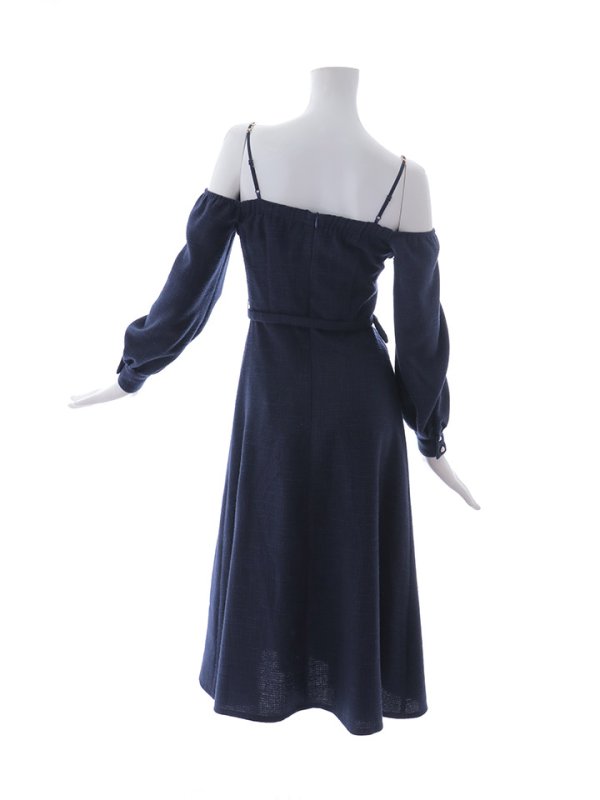 画像19: 【送料無料！】【sifeel/シフィール】ロングスリーブワンピースドレス/ツイード/襟付き/ベルト/ミディアムドレス/キャバドレス【S-Lサイズ/2カラー】[OF03] 【YN】dzj (19)