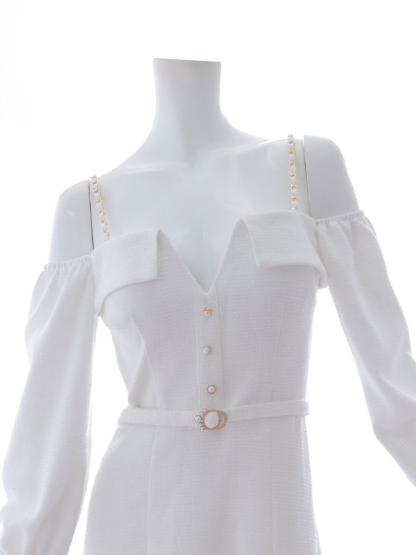 画像28: 【送料無料！】【sifeel/シフィール】ロングスリーブワンピースドレス/ツイード/襟付き/ベルト/ミディアムドレス/キャバドレス【S-Lサイズ/2カラー】[OF03] 【YN】dzj (28)