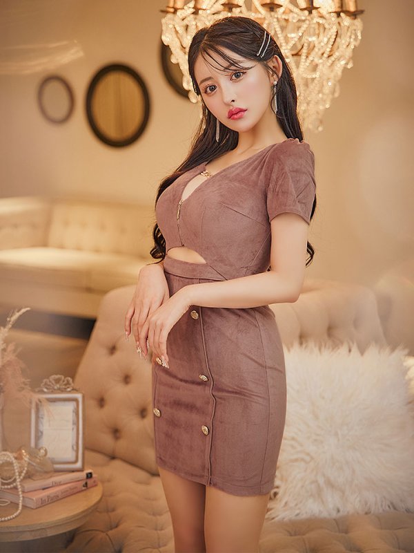 画像9: ウエストカットベルベットピンクドレス/キャバドレス【XS-Lサイズ/1カラー】[OF03] 【YN】dzw (9)