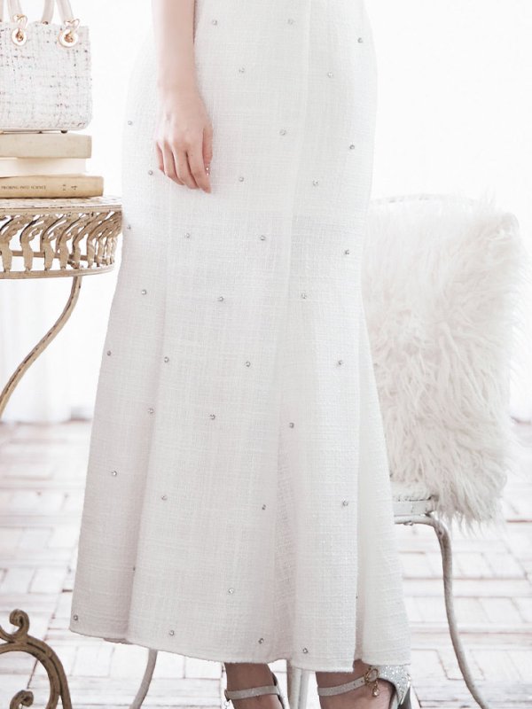 画像5: 【送料無料！】【sifeel/シフィール】ファーオフショルビジューロングドレス/リボン/ツイード/マーメイド/キャミ/谷間見せ/背中見せ/ロングドレス/キャバドレス【XS-Lサイズ/1カラー】[OF03] 【YN】dzw (5)