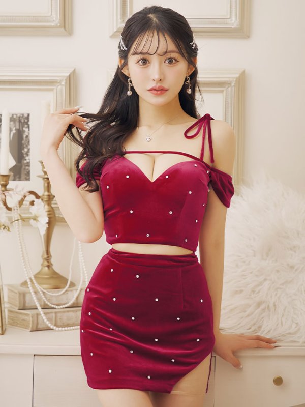 画像5: 【送料無料!】ベルベットセットアップミニドレス/キャバドレス【XS-Mサイズ/2カラー】[OF03] 【YN】dzw (5)