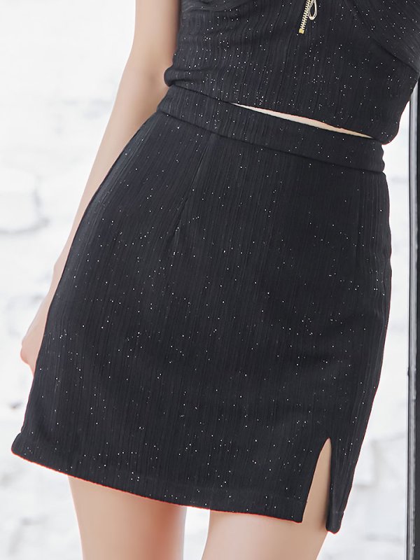 画像5: 【送料無料！】セットアップラメドレス/ホルターネック/スリット/タイト/キャミ/谷間見せ/ミニドレス/ キャバドレス【XS-Mサイズ/1カラー】[OF03] 【YN】dzcv【一部予約商品/12月下旬発送予定】 (5)