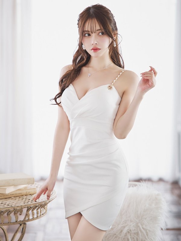 画像5: 【送料無料！】キャミソールドレス/チェーン/タック/ノースリーブ/谷間見せ/背中隠し/ミニドレス/キャバドレス【XS-Mサイズ/3カラー】[OF03] 【YN】dzy (5)